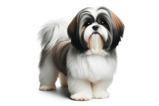 full body photo of a Shih Tzu dog isolated on solid white background. ai generative