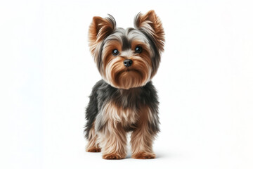 full body photo of a Yorkshire Terrier dog isolated on solid white background. ai generative