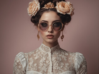 portrait of a woman with a wreath of flowers