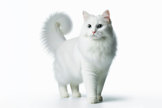 full body photo of a white cat isolated on solid white background. ai generative
