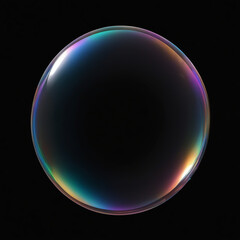 Transparent soap bubble isolated on black background