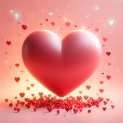 Red heart surrounded by small hearts and sparks, Valentine concept