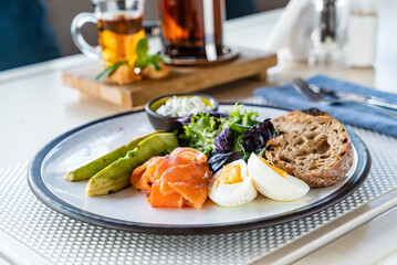 healthy breakfast in the cafe