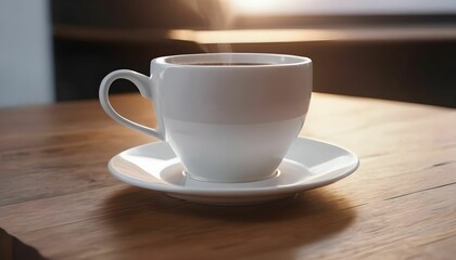 Obraz premium Hot chocolate cup on wooden table