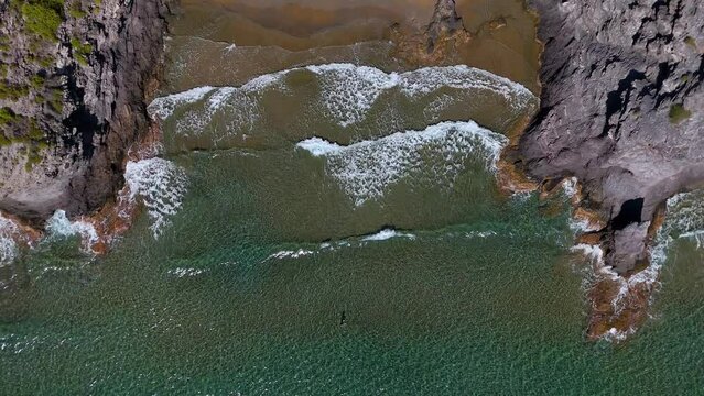 Aerial view of the beaches of Calblanque, Cartagena, Region of Murcia, Spain