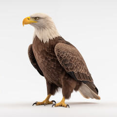 Obraz premium A detailed High quality, portrait image of a Bald eagle bird placed on a white background.