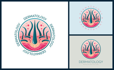 Dermatology skin care clinic and medicine logo template design for brand or company and other