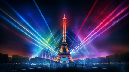 Eiffel Tower Enlightened by Spectacular Light Show - obrazy, fototapety, plakaty