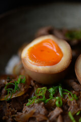 detail view of a boiled egg