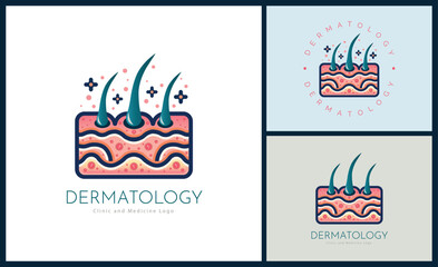 Dermatology skin care clinic and medicine logo template design for brand or company and other