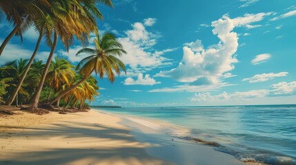 Fototapeta na wymiar Sunny Tropical Paradise with Clear Blue Waters