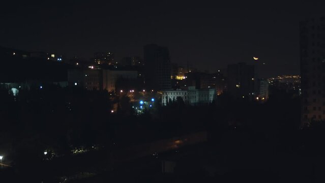 City at night moon