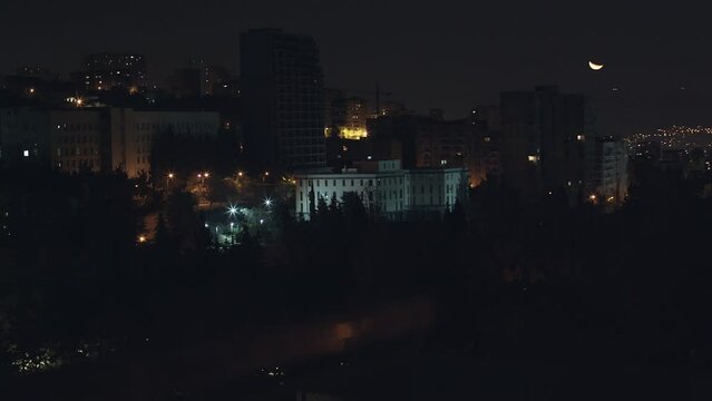 City at night moon