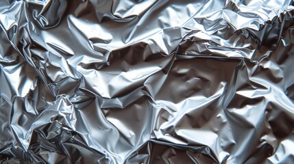 Background made of silver crumpled foil