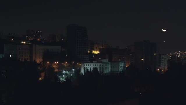 City at night moon