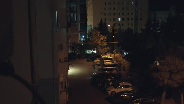 Cars parked at night
