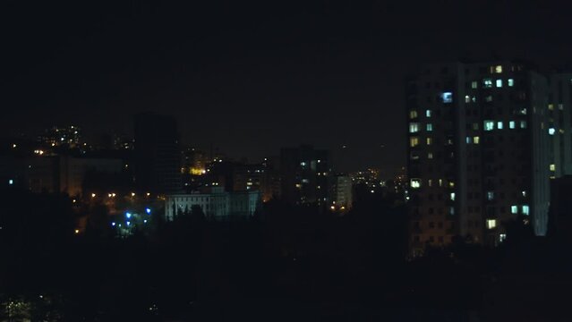 City at night moon