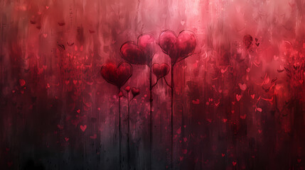 red backround with little hearts