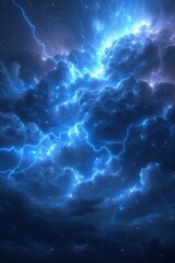 Fototapeta na wymiar Blue and purple lightning storm
