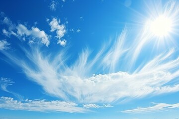 Cirrus cloud patterns in the blue sky - obrazy, fototapety, plakaty