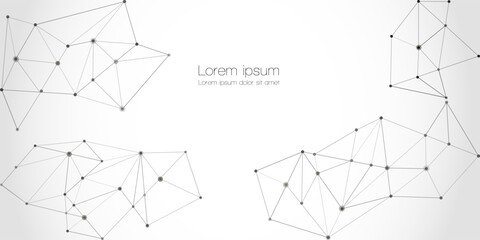 Abstract technology Network nodes, digital connection background with polygonal shapes on white Vector. science technology, data structure, connected points, web.