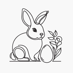 cute rabbit with eggs easter isolated icon vector illustration desing