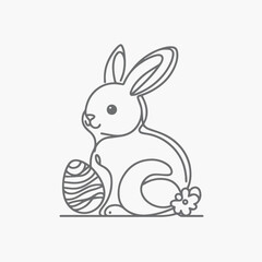 Fototapeta premium Easter bunny with egg. Happy Easter card. Vector illustration.