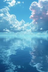Pink clouds over a vast body of water - obrazy, fototapety, plakaty