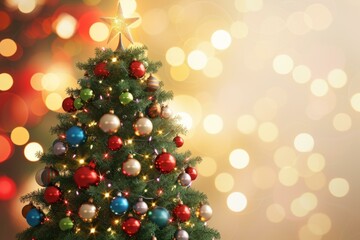 Naklejka na ściany i meble Christmas tree with decorations
