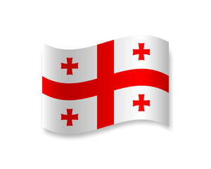 Flag of Georgia flat icon. Wavy vector element with shadow. Best for mobile apps, UI and web design.