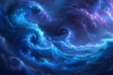 Blue and purple space nebula with stars - obrazy, fototapety, plakaty