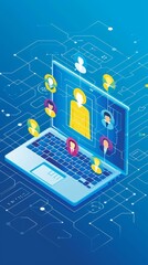 Business people using a laptop to connect with each other