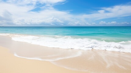 Fototapeta na wymiar Beautiful tropical beach with white sand, turquoise water and blue sky. Generative AI