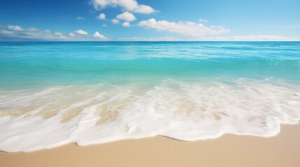 Beautiful tropical beach with white sand, turquoise water and blue sky. Generative AI