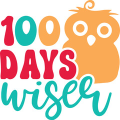100 Days of School typography design on plain white transparent isolated background for card, shirt, hoodie, sweatshirt, apparel, tag, mug, icon, poster or badge