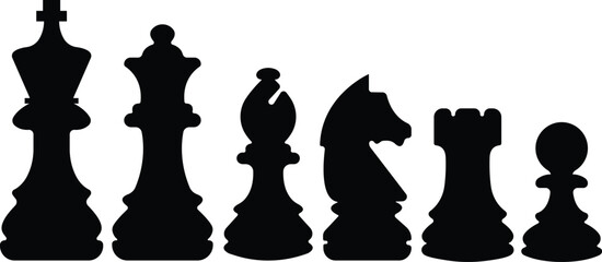 Chess icon in flat set. isolated on transparent background Chess piece, Checkmate. Pawn, Knight, Queen, Bishop, Horse, Rook, Strategy sports activity Smart board game elements vector for apps web