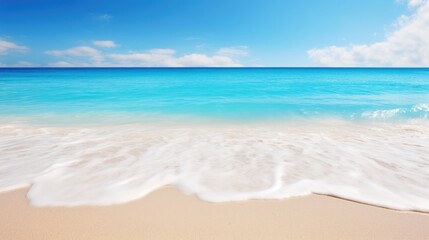 Obraz premium Beautiful tropical beach with white sand, turquoise water and blue sky. Generative AI