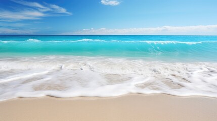 Fototapeta premium Beautiful tropical beach with white sand, turquoise water and blue sky. Generative AI