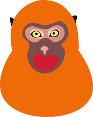 Monkey with red lips, red monkey
