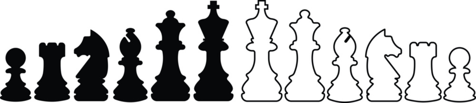 Chess Icon In Flat, Line Set. Isolated On Transparent Background Chess Piece, Checkmate. Pawn, Knight, Queen, Bishop, Horse, Rook, Strategy Sports Activity Smart Board Game Elements Vector Apps Web