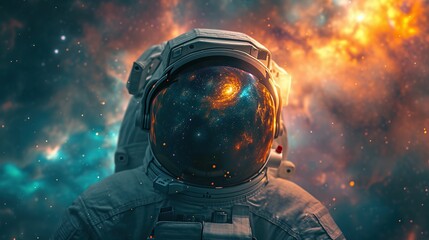 Astronaut and black hole. Futuristic space concept. Created with Generative AI