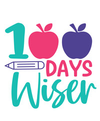 100 Days of School typography design on plain white transparent isolated background for card, shirt, hoodie, sweatshirt, apparel, tag, mug, icon, poster or badge
