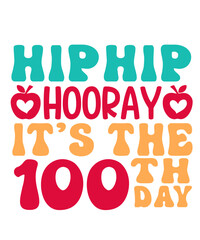 100 Days of School typography design on plain white transparent isolated background for card, shirt, hoodie, sweatshirt, apparel, tag, mug, icon, poster or badge