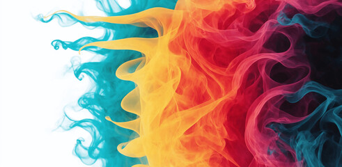 abstract colorful wave  smoke on white background, banner