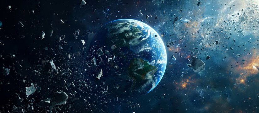 Planet Earth: Ringing with Space Debris - Iconic Image of Planet, Earth, and Ring amidst Space Debris