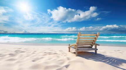 Fototapeta na wymiar Beach chair on tropical sand beach. Generative AI