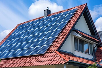 Photovoltaic solar panels on the house roof