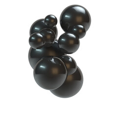 3D Rendering of Black Spheres on White Background