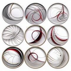 Obraz premium Abstract illustration of circular designs in red, white, gray and black