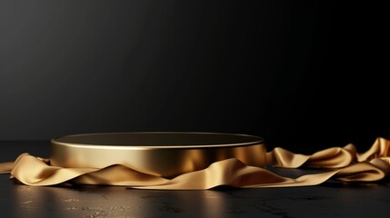 Gold podium on a black minimalistic background